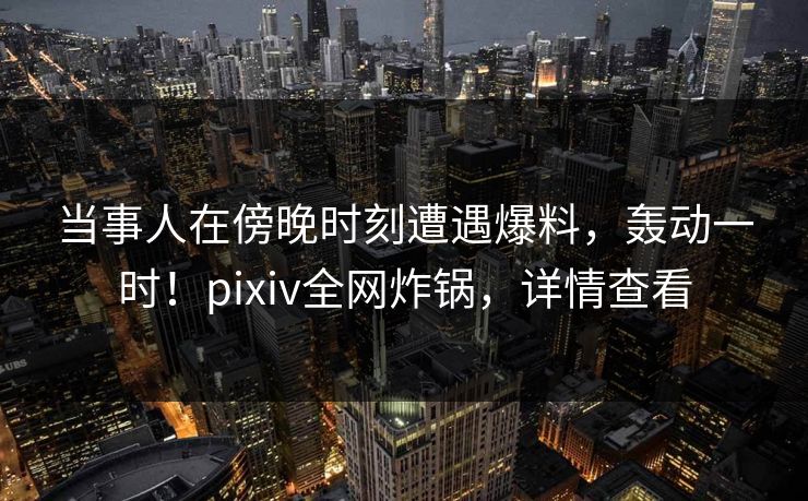 当事人在傍晚时刻遭遇爆料，轰动一时！pixiv全网炸锅，详情查看