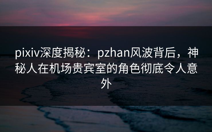 pixiv深度揭秘：pzhan风波背后，神秘人在机场贵宾室的角色彻底令人意外