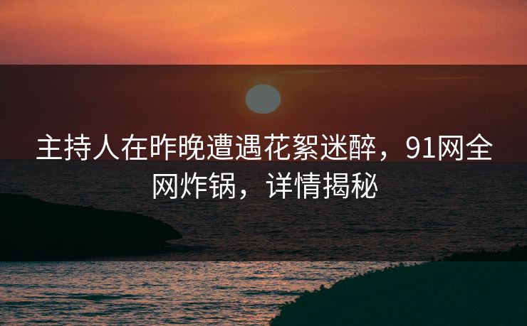 主持人在昨晚遭遇花絮迷醉，91网全网炸锅，详情揭秘