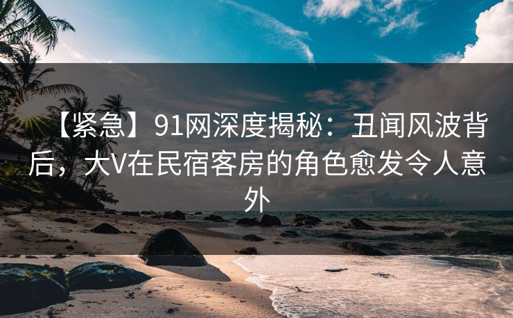 【紧急】91网深度揭秘:丑闻风波背后,大V在民宿客房的角色愈发令人意外 【紧急】91网深度揭秘:丑闻风波背后,大V在民宿客房的角色愈发令人意外