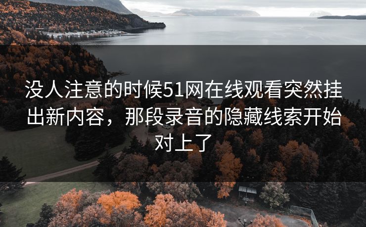 没人注意的时候51网在线观看突然挂出新内容，那段录音的隐藏线索开始对上了